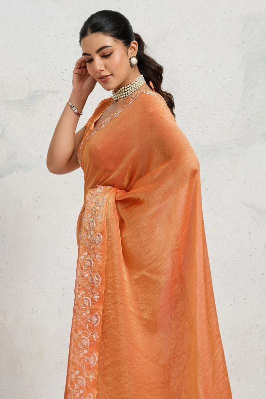Orange Embroidered Chiffon Saree-SAR12508_2_SareeButa.com