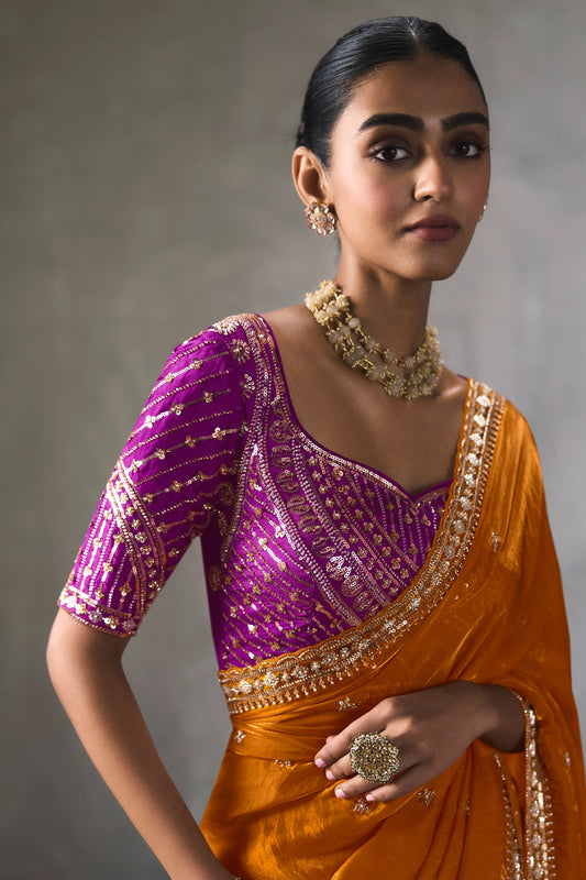 Orange Embroidered Silk Saree-SAR13408_2_SareeButa.com