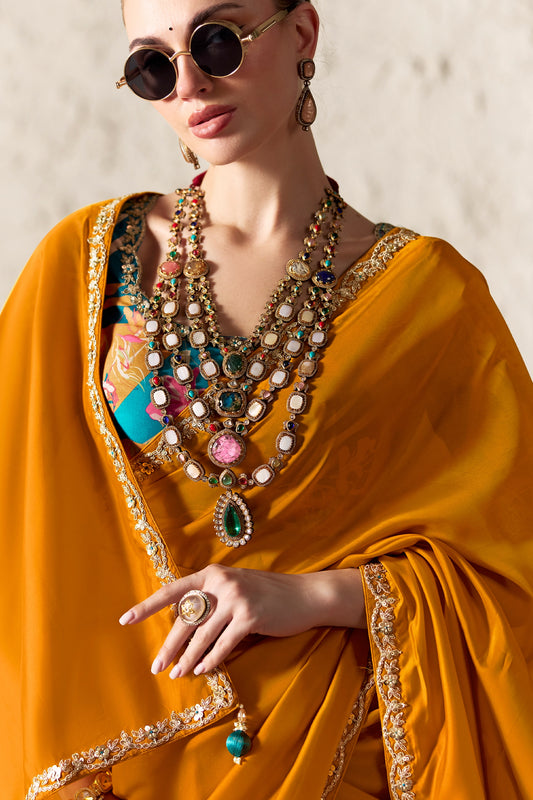 Orange Embroidered Tissue Organza Saree-SAR12791_2_SareeButa.com