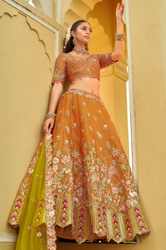 Orange Readymade Embroidered Silk Lehenga-SAR10902_2_SareeButa.com