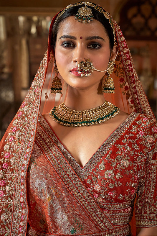 Orange Semi-Stitched Embroidered Silk Lehenga-SAR10319_2_SareeButa.com