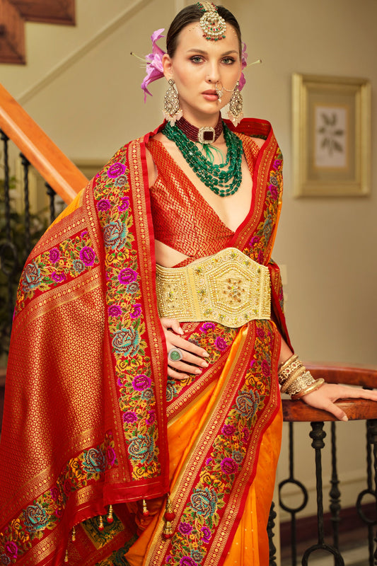 Orange Woven Banarasi Saree-ZB133631_2_SareeButa.com