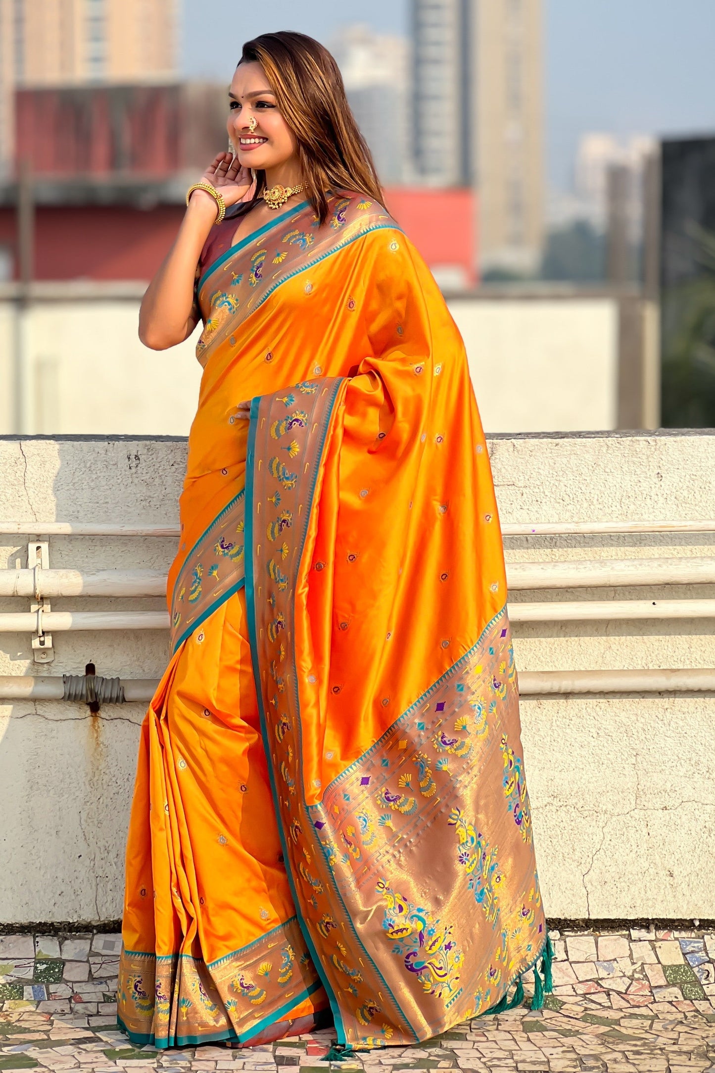 Orange Woven Paithani Saree-ZB134797_4_SareeButa.com