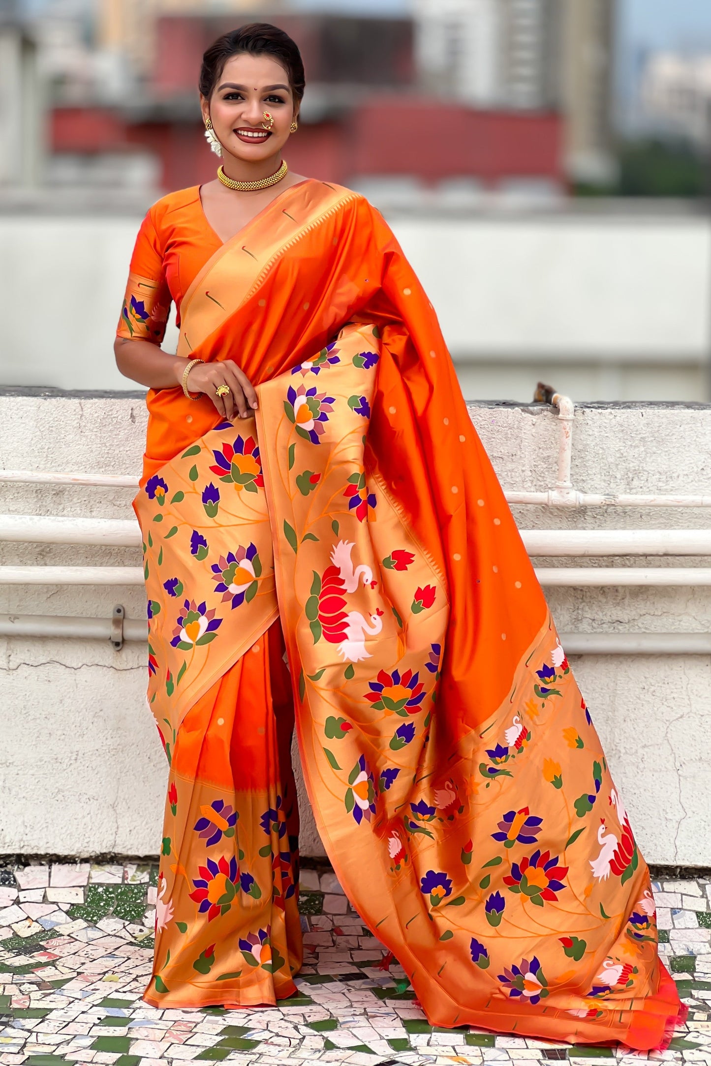 Orange Woven Paithani Saree-ZB134864_4_SareeButa.com