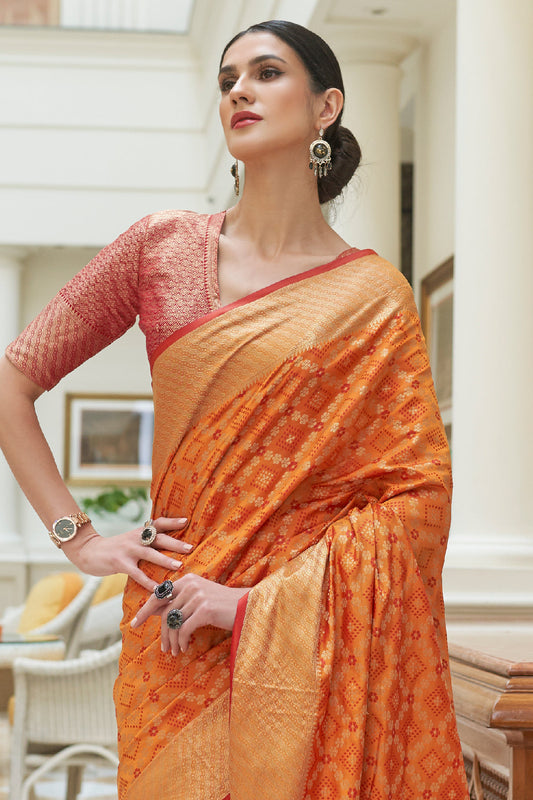 Orange Woven Patola Silk Saree-ZB133889_2_SareeButa.com