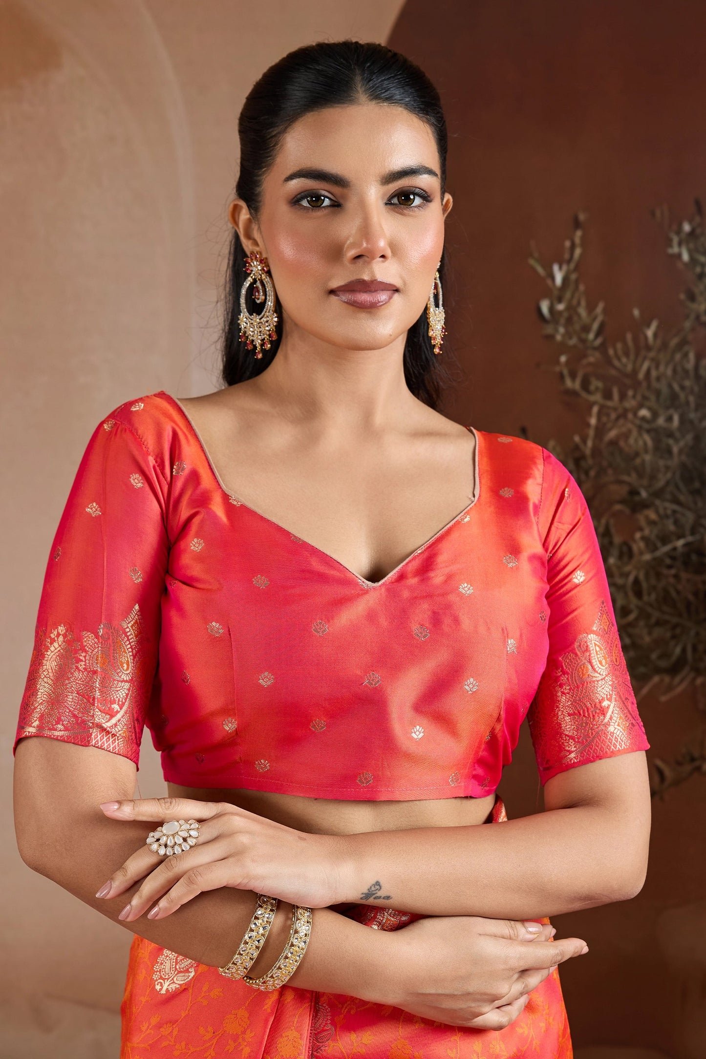 Orange Woven Silk Saree-SAR11189_5_SareeButa.com