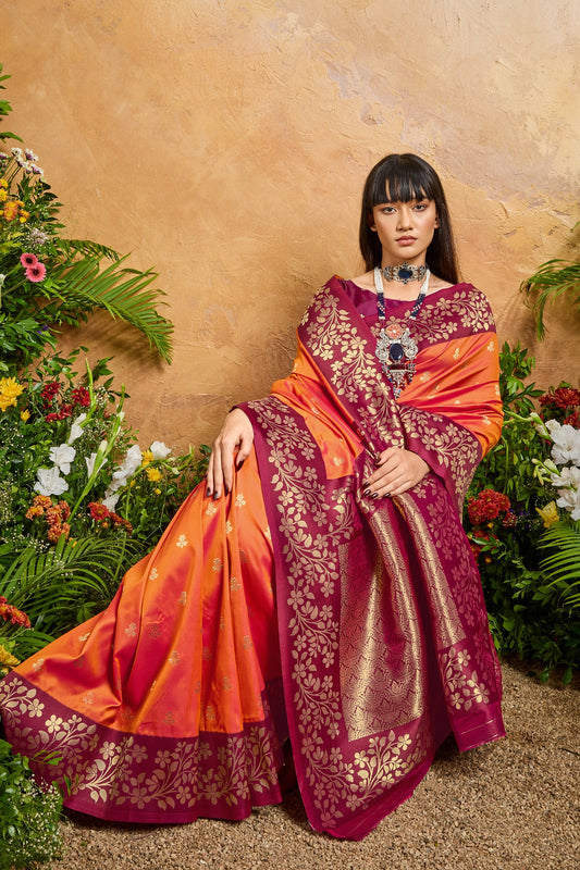 Orange Woven Silk Saree-SAR12323_2_SareeButa.com