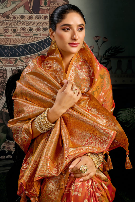 Orange Woven Silk Saree-SAR12622_2_SareeButa.com
