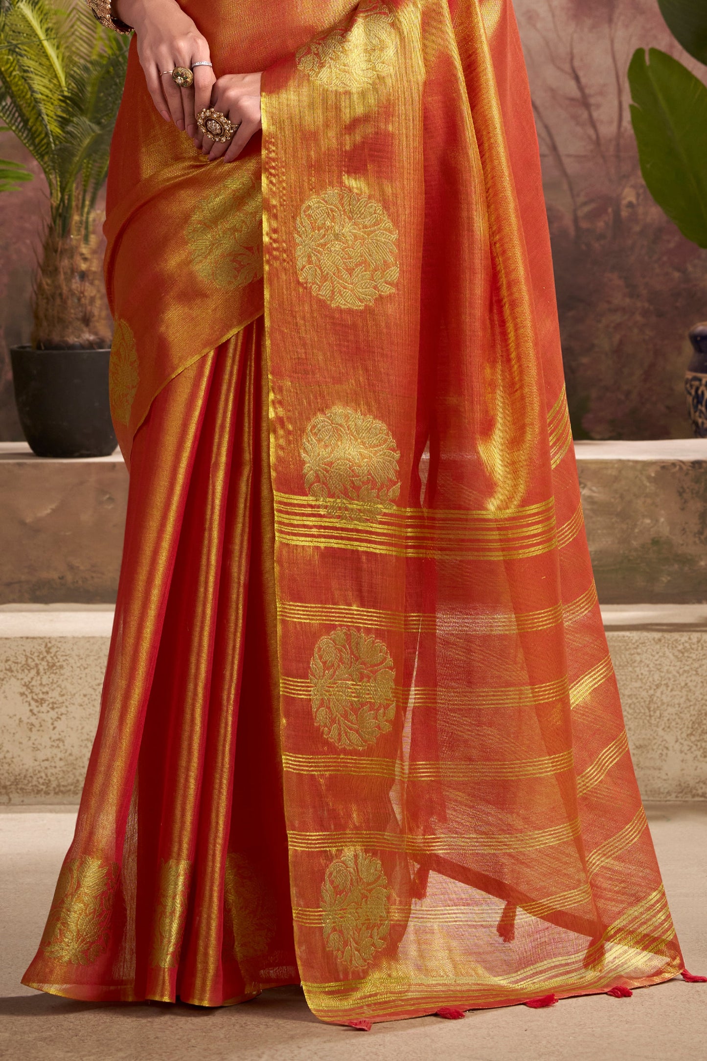 Orange Woven Tissue Silk Saree-SAR10015_5_SareeButa.com