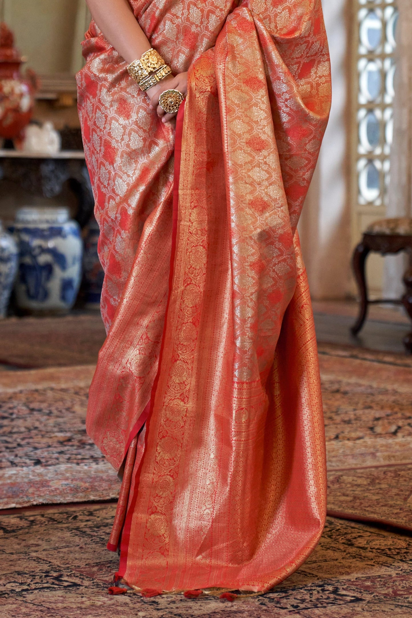 Orange Woven Tissue Silk Saree-SAR11317_4_SareeButa.com