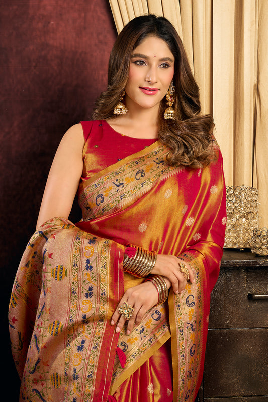 Orange Woven Tissue Silk Saree-SAR13188_2_SareeButa.com