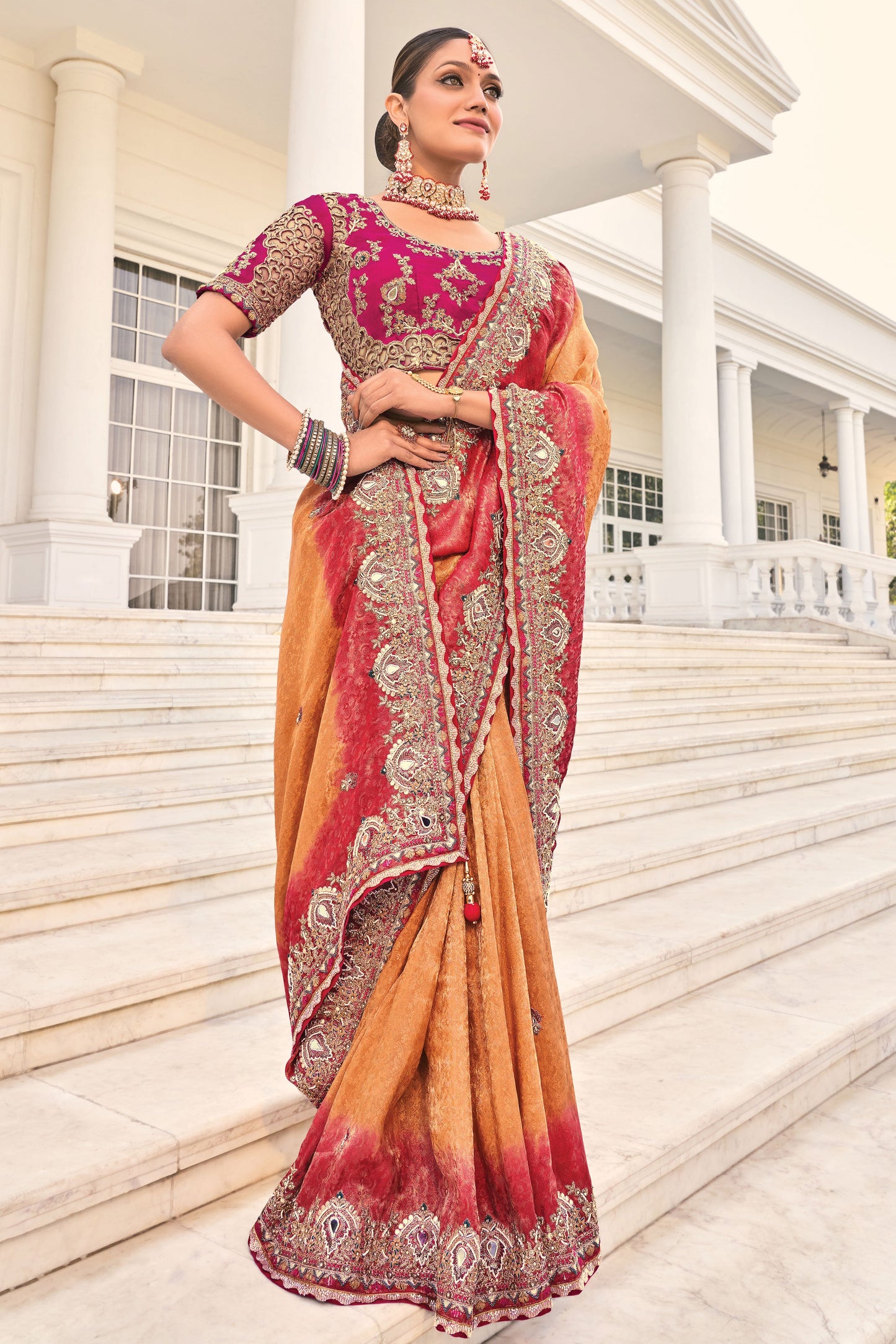 Peach Pure Crepe Heavy Work Saree-ZB134231_4_SareeButa.com