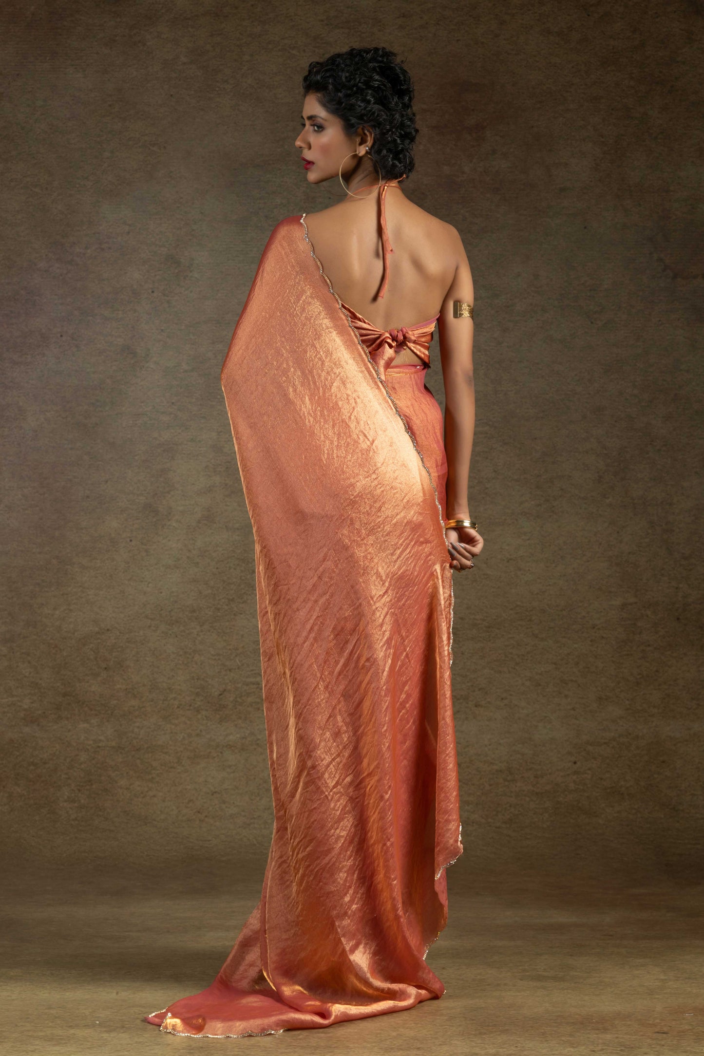 Peach Satin Silk Readymade Saree-ZB134322_4_SareeButa.com