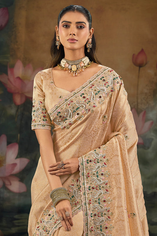 Peach Embroidered Kanjivaram Silk Saree-SAR12289_2_SareeButa.com