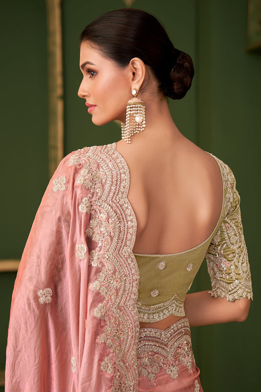 Peach Embroidered Satin Georgette Saree-SAR10960_2_SareeButa.com