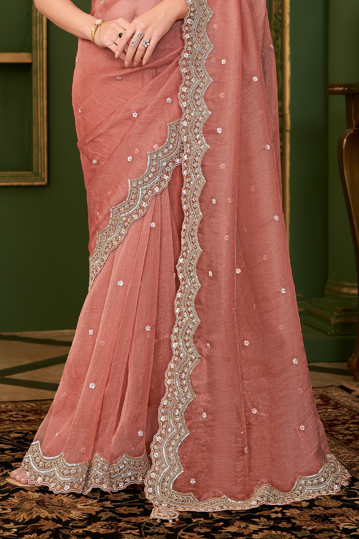 Peach Embroidered Tissue Georgette Saree-SAR10964_5_SareeButa.com