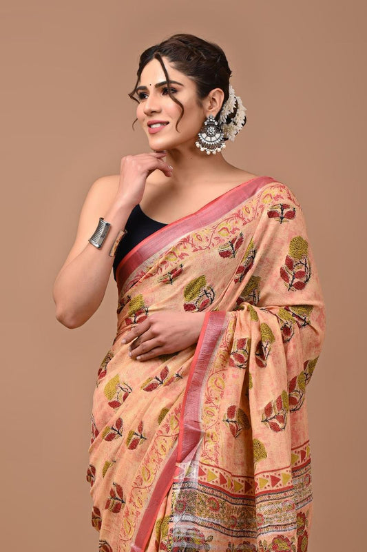 peach-handblock-print-cotton-linen-saree-zb132565_2_SareeButa.com