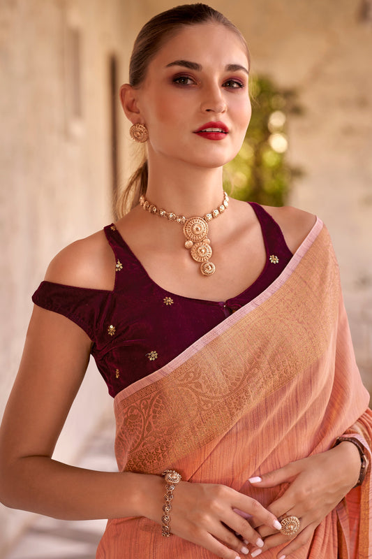 peach-linen-silk-saree-zb132471_2_SareeButa.com