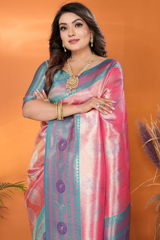 Peach Woven Tissue Silk Paithani Saree-ZB134825_2_SareeButa.com
