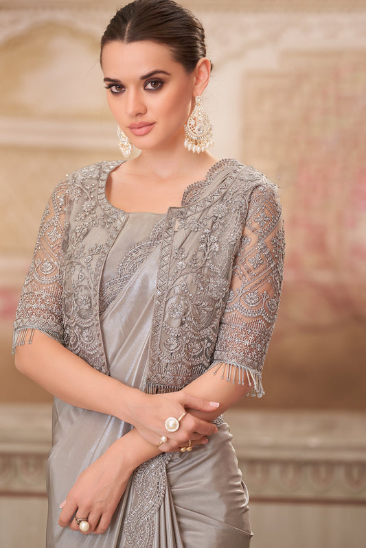 Pearl Grey Embroidered Satin Silk Saree-ZB134562_2_SareeButa.com