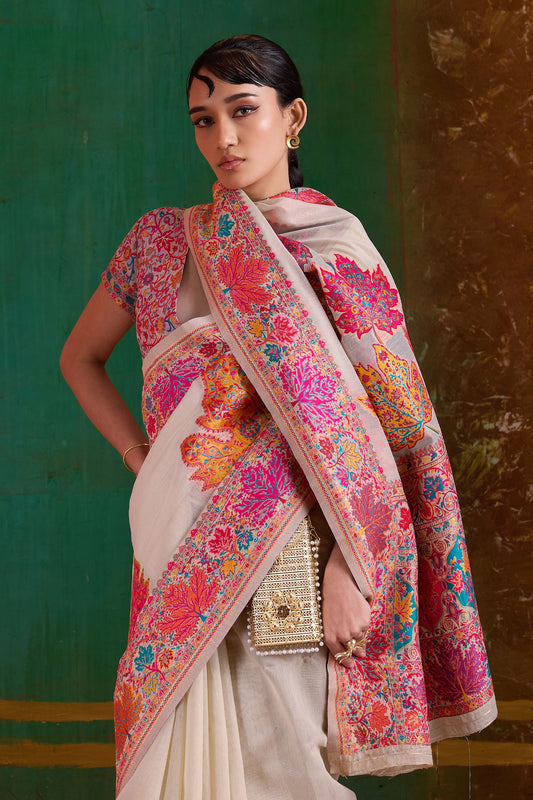 Pearl White Woven Modal Cotton Saree-SAR11893_2_SareeButa.com