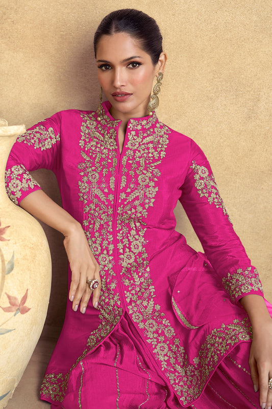 Pink Chinon Readymade Palazzo Suit-SS175_2_SareeButa.com