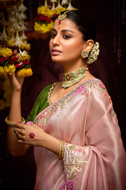Pink Embroidered Banarasi Silk Saree-ZB133276_2_SareeButa.Com