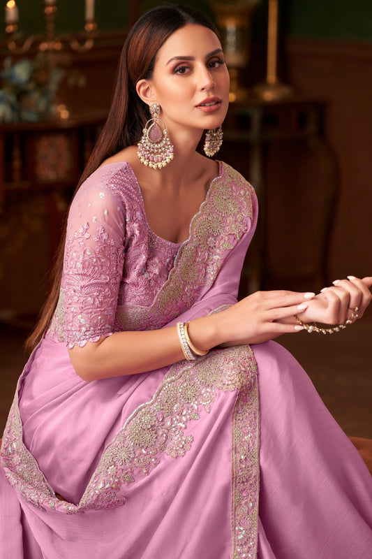 Pink Embroidered Chiffon Silk Saree-ZB133563_2_SareeButa.com