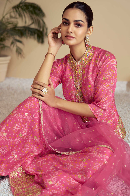 Pink Embroidered Chinon Palazzo Set-SS289_2_SareeButa.com
