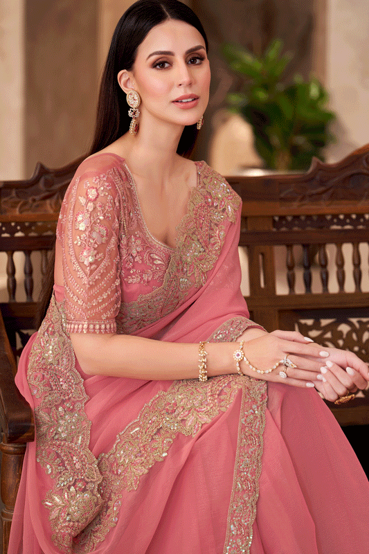 Pink Embroidered Georgette Saree-ZB134918_2_SareeButa.com