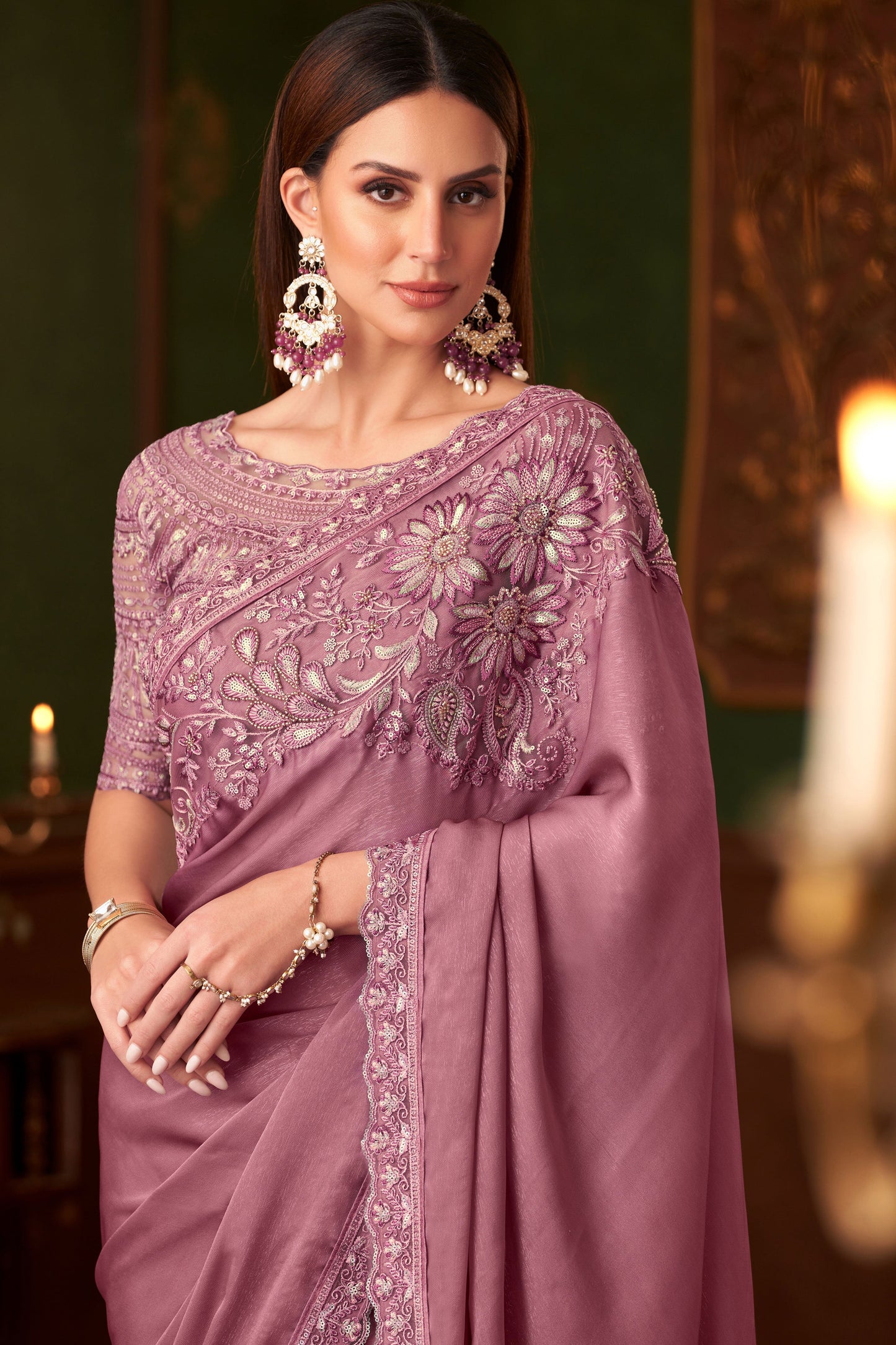 Pink Embroidered Georgette Silk Saree-ZB133567_2_SareeButa.com