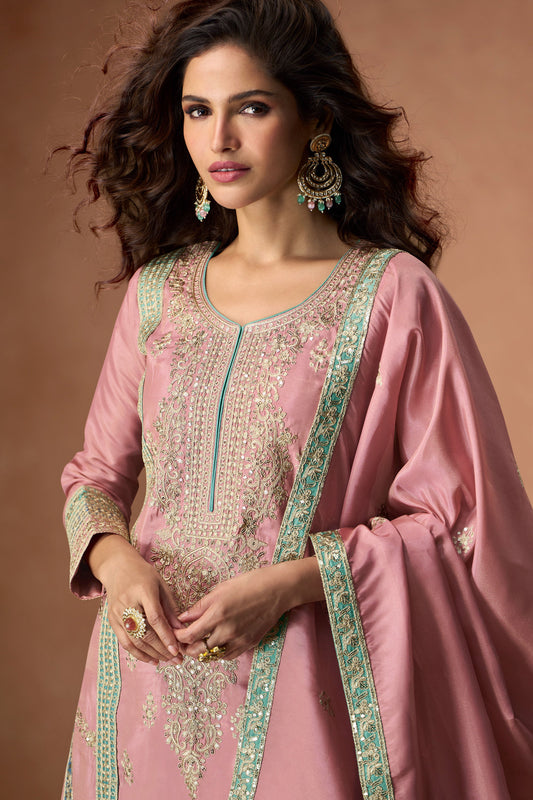 Pink Embroidered Organza Silk Readymade Suit-SS169_2_SareeButa.com