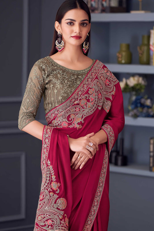 Pink Embroidered Satin Silk Saree-ZB133649_2_SareeButa.com