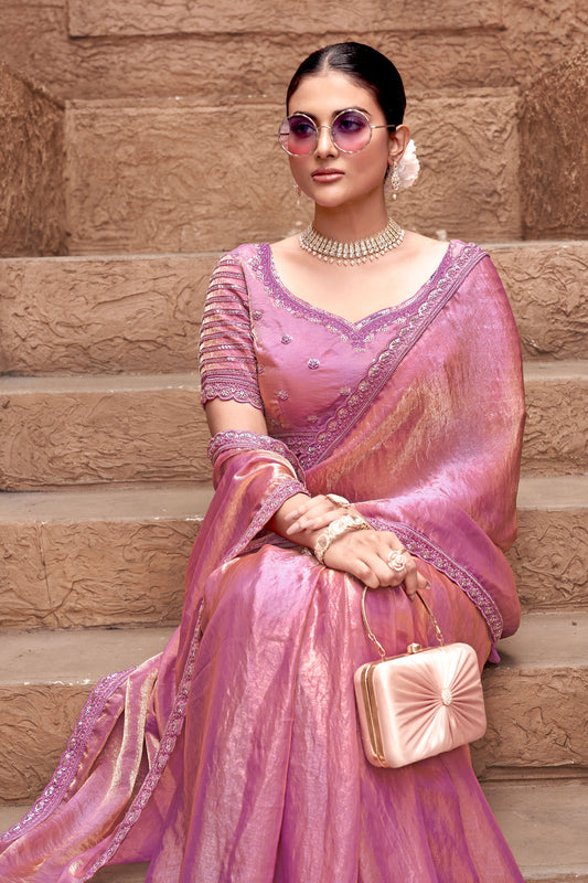 Pink Gradient Satin Silk Saree with Readymade Blouse-ZB133944_2_SareeButa.com
