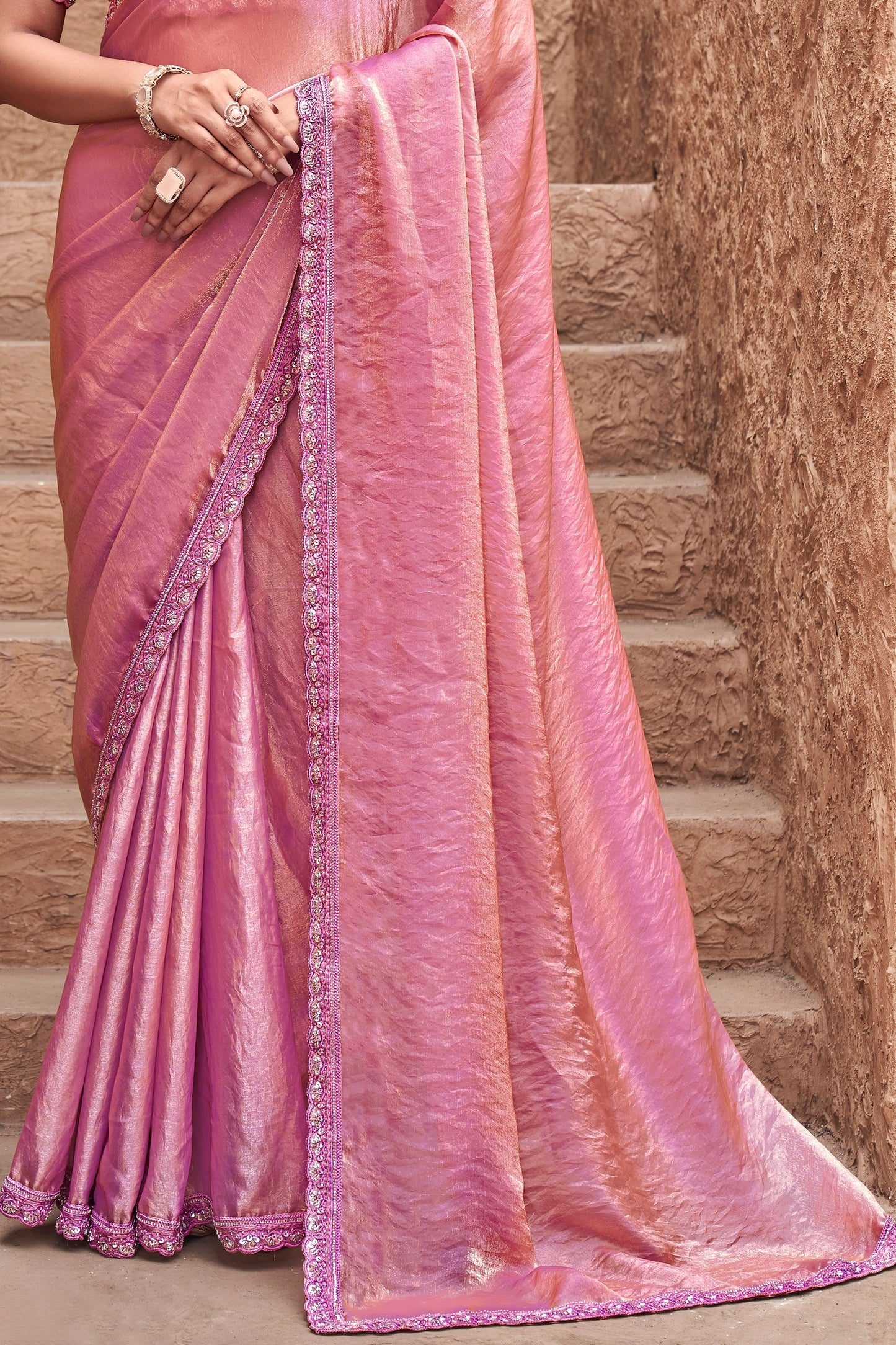 Pink Gradient Satin Silk Saree with Readymade Blouse-ZB133944_3_SareeButa.com
