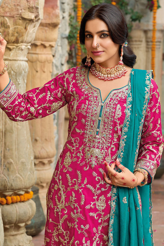 Pink Heavy Work Chinon Readymade Suit-SS206_2_SareeButa.com