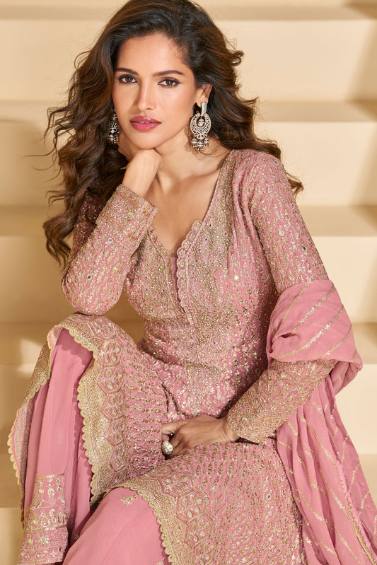 Pink Heavy Work Readymade Georgette Suit-SS283_2_SareeButa.com