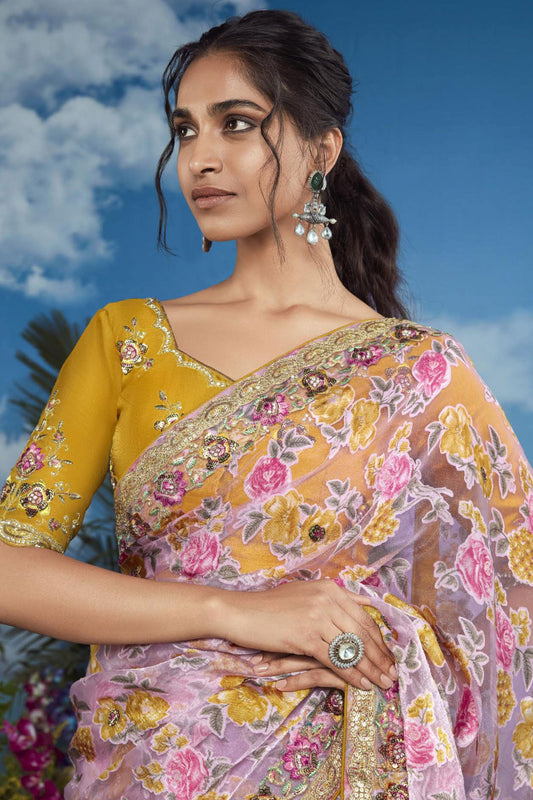 Pink Organza Brasso Saree-ZB132889_2_SareeButa.com