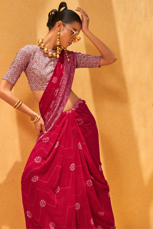 Pink Printed Georgette Saree-ZB133173_2_SareeButa.com