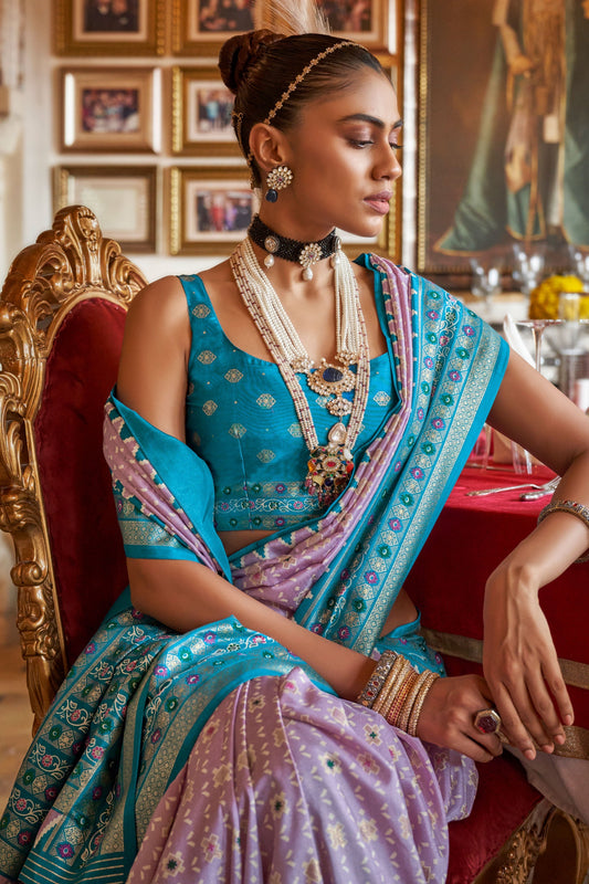 Pink Printed Patola Silk Saree-ZB133151_2_SareeButa.com