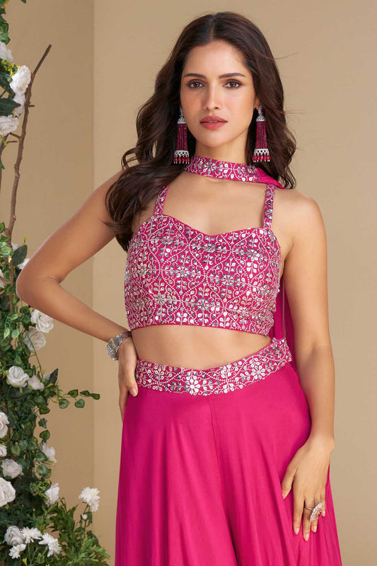 Pink Readymade Chinon Palazzo Set with Dupatta-SS682_2_SareeButa.com