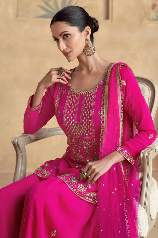 Pink Readymade Chinon Silk Palazzo Suit-SS325_2_SareeButa.com