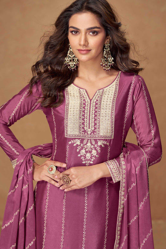 Pink Readymade Embroidered Chinon Silk Suit-SS423_2_SareeButa.com