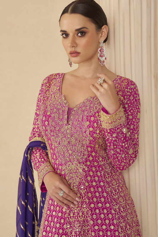 Pink Readymade Embroidered Georgette Suit-SS715_2_SareeButa.com
