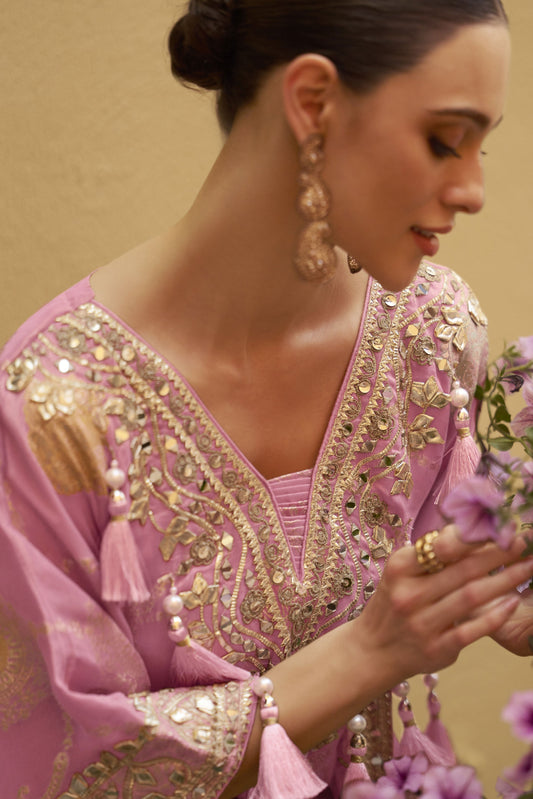 Pink Readymade Embroidered Silk Kaftan Set-SS909_2_SareeButa.com
