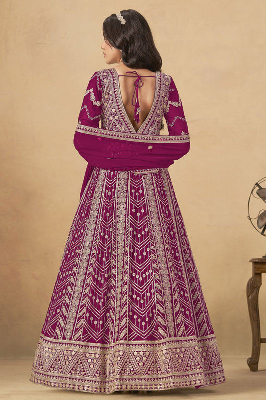 Pink Readymade Georgette Gown with Dupatta-SS535_2_SareeButa.com