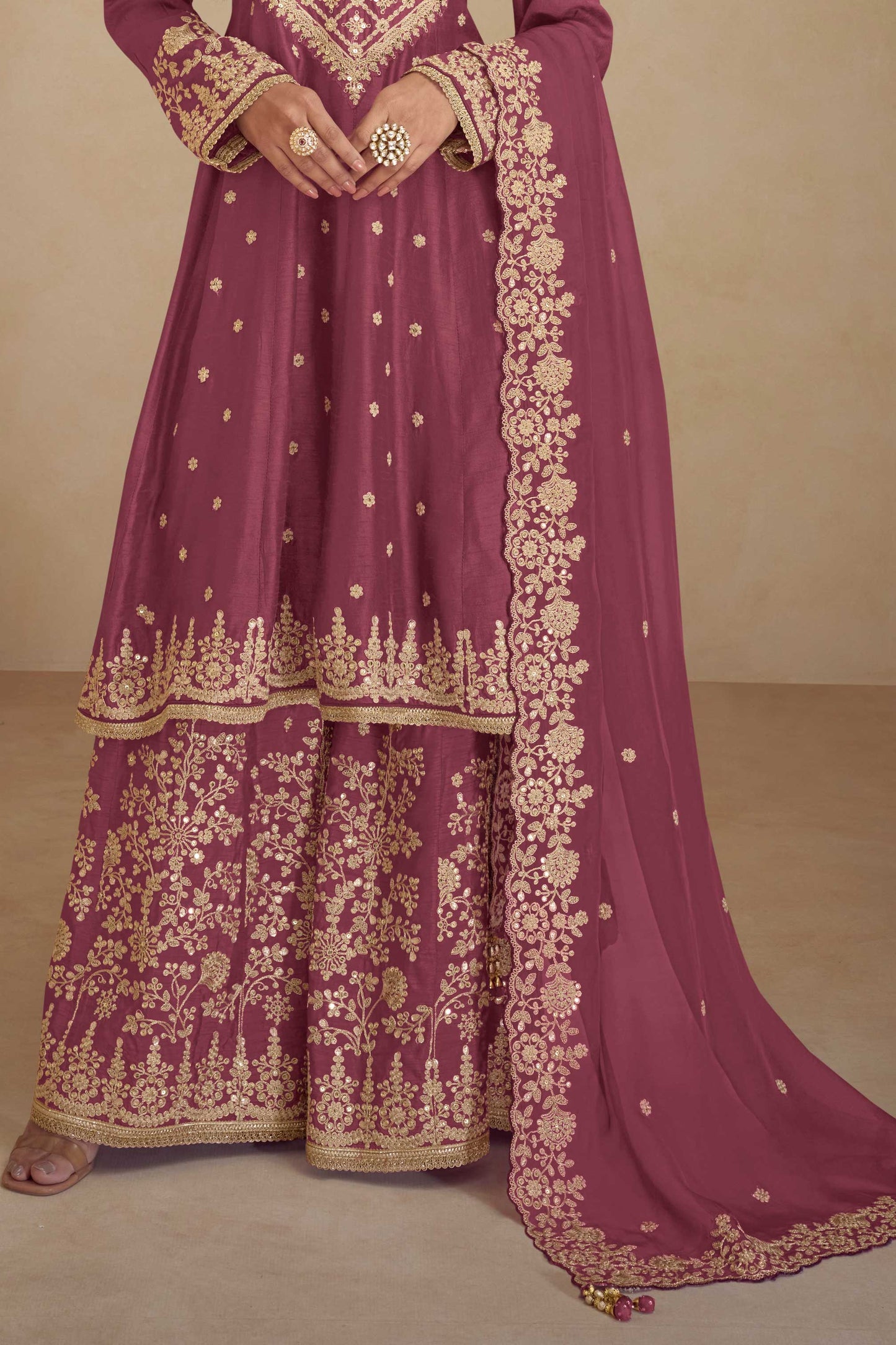 Pink Readymade Heavy Work Chinon A-line Suit-SS525_3_SareeButa.com