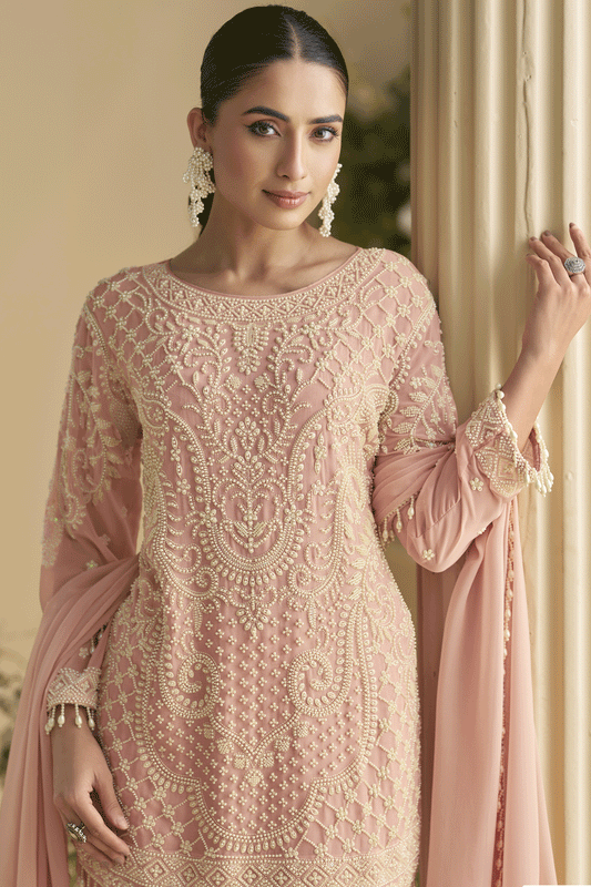 Pink Readymade Heavy Work Georgette Palazzo Suit-SS854_2_SareeButa.com