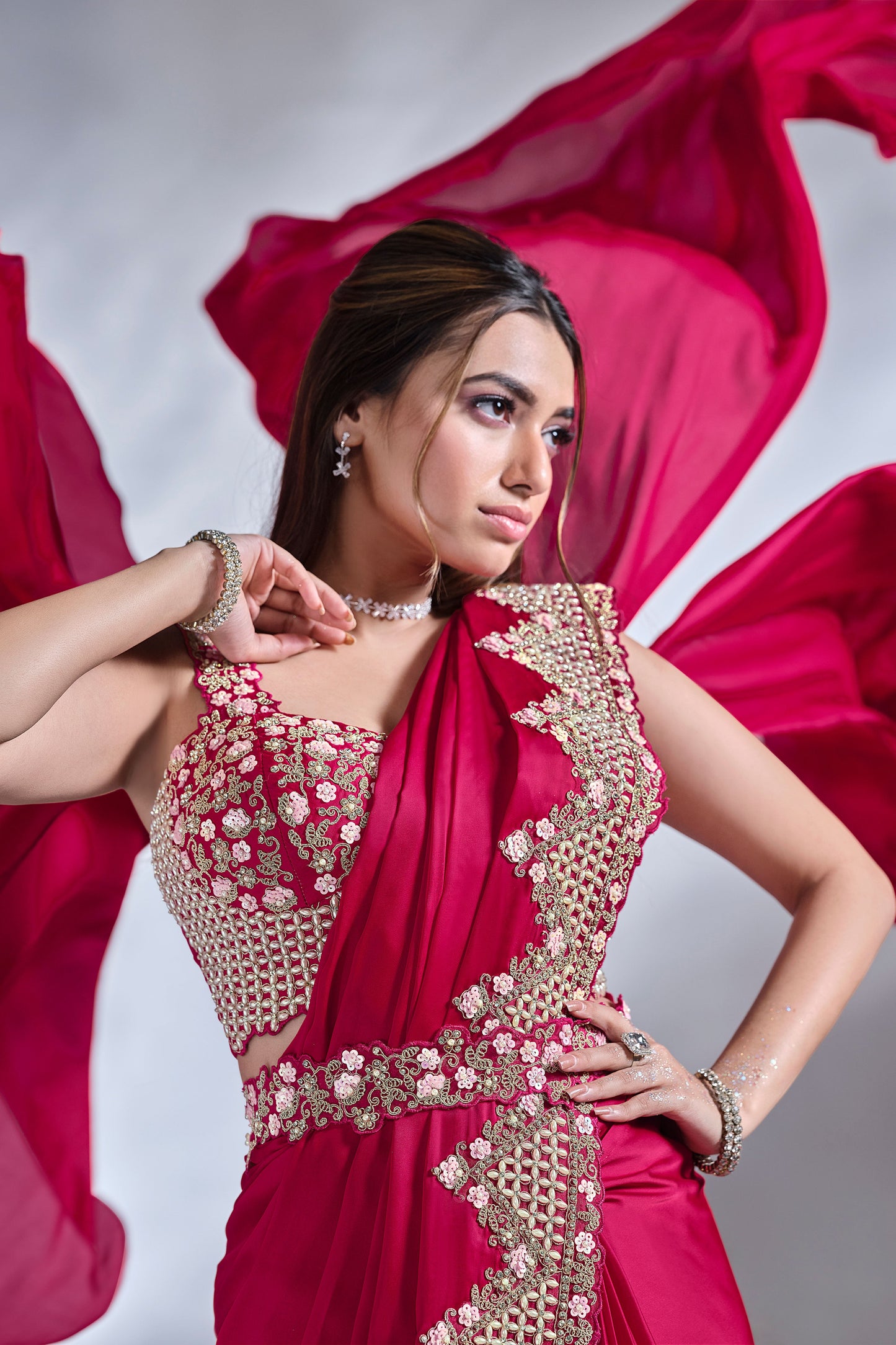 Pink Satin Silk Readymade Saree-ZB133377_4_SareeButa.com