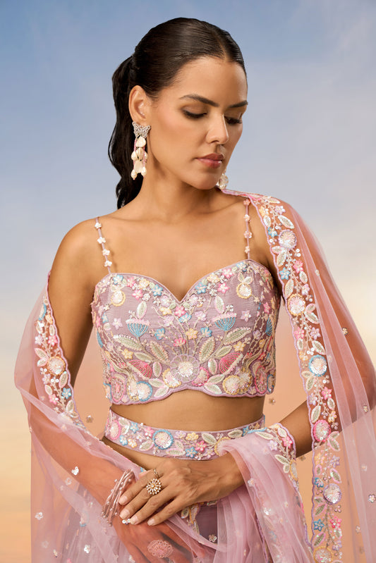 Pink Semi-Stitched Heavy Work Chiffon Lehenga-LC250_2_SareeButa.com